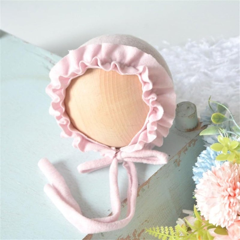 Light Purple Newborn Photography Hat Soft Spandex Baby Lace Rope Tied Elegant Design - Image 3